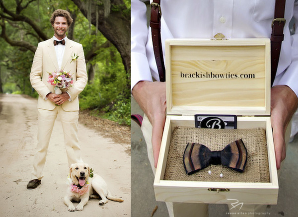 Charleston-wedding-photos-grooms-portrait-with-Brackishbowties.com-and-groom-with-dog.jpg